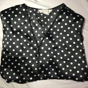 Private Luxuries Polka Dot Blouse Top Sleeveless Black Women's Size 1X